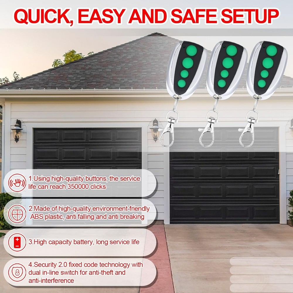 Kingdder 4 Pcs Garage Door Remote Compatible with M12 multicolor
