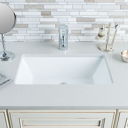Porcelain Medium Rectangular Bowl Undermount White Bathroom Ceramic Sink Modern