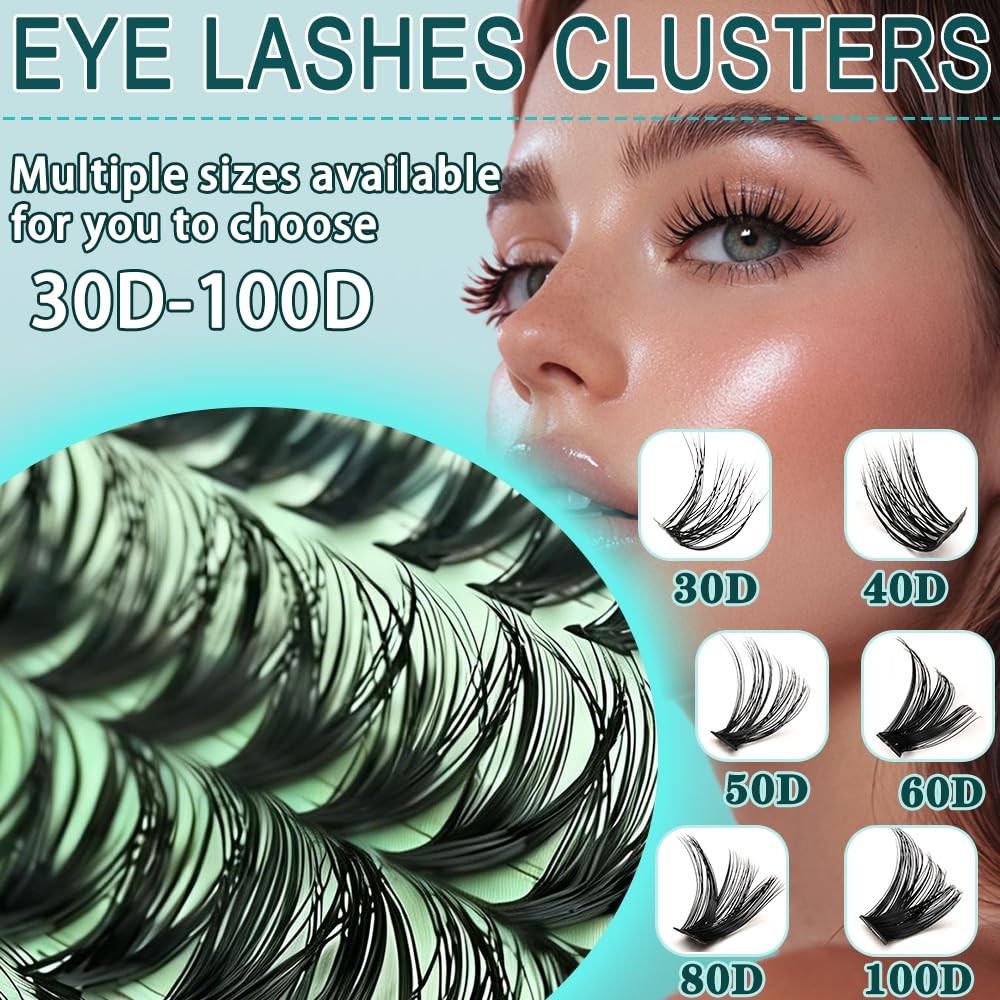 DIY Lash Extensions Kit - 640pc Wispy Clusters 9-16mm with Tools