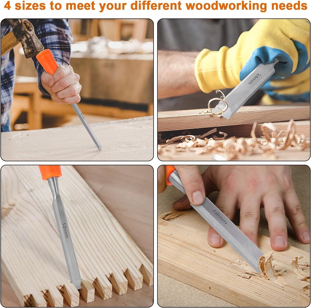 4 Piece Wood Chisel Sets Woodworking Tools Set, Chisels for 4 Pack
