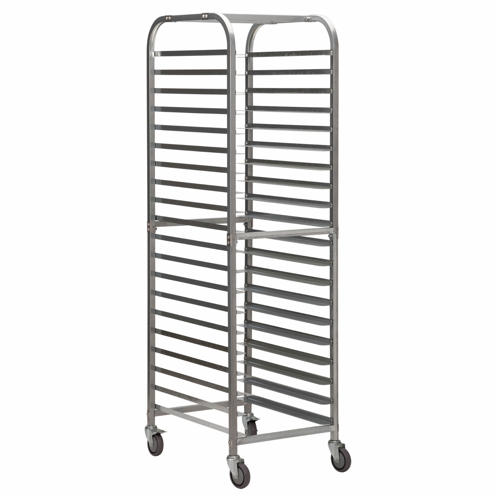 20-Tier Bun Rack Pan Bakery Galvanized Iron Pan Rack with 4 Wheels for Catering