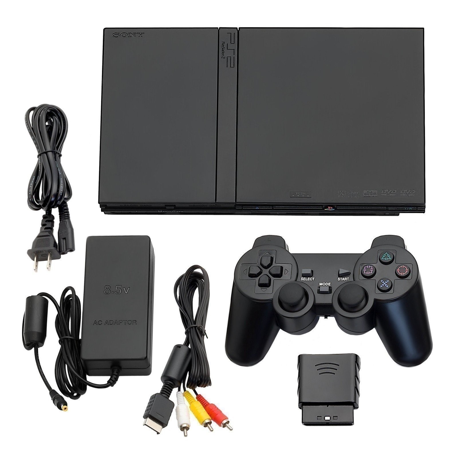 Guaranteed PlayStation 2 PS2 Console Slim Black + Wireless Controllers + USA