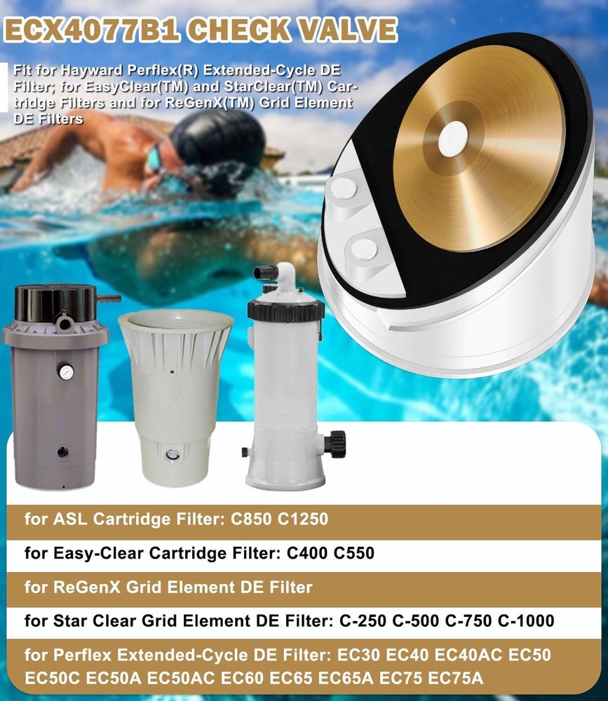 ECX4077B1 Check Valve Replacement for Hayward Perflex & D.E. Filters EC65A EC75A