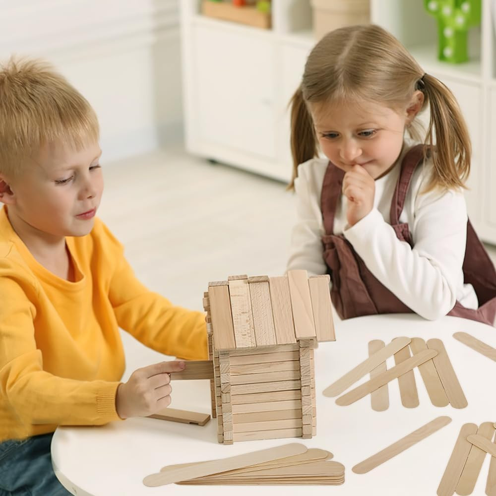 60 Pcs 8” Jumbo Popsicle Sticks for Crafts, Large Tongue Depressors Wood, Craft