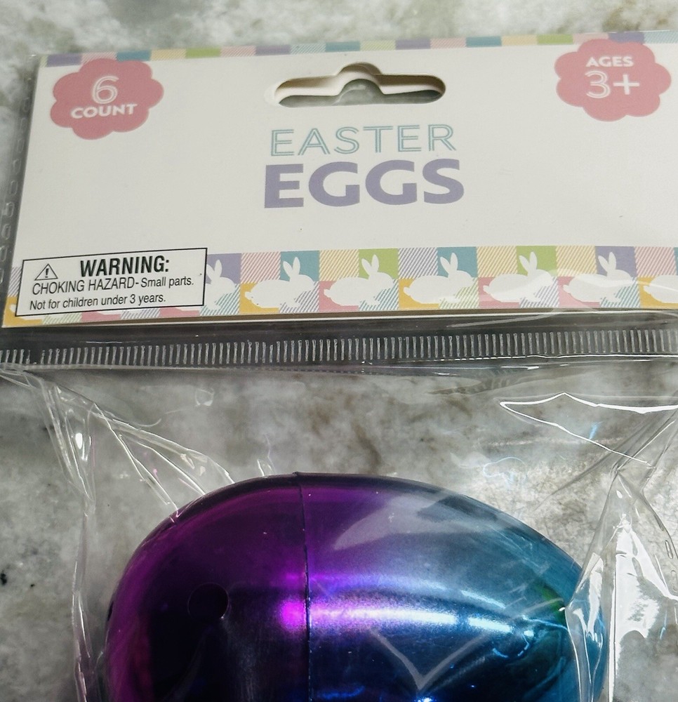 Plastic Easter Eggs Metallic Multicolor 1pk 6pcs-Fillable Eggs-Brand New-SHIP24R