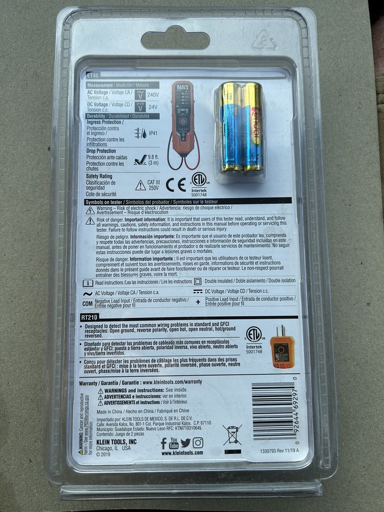 Klein Tools Electrical Test Kit ET40VP Brand New Sealed