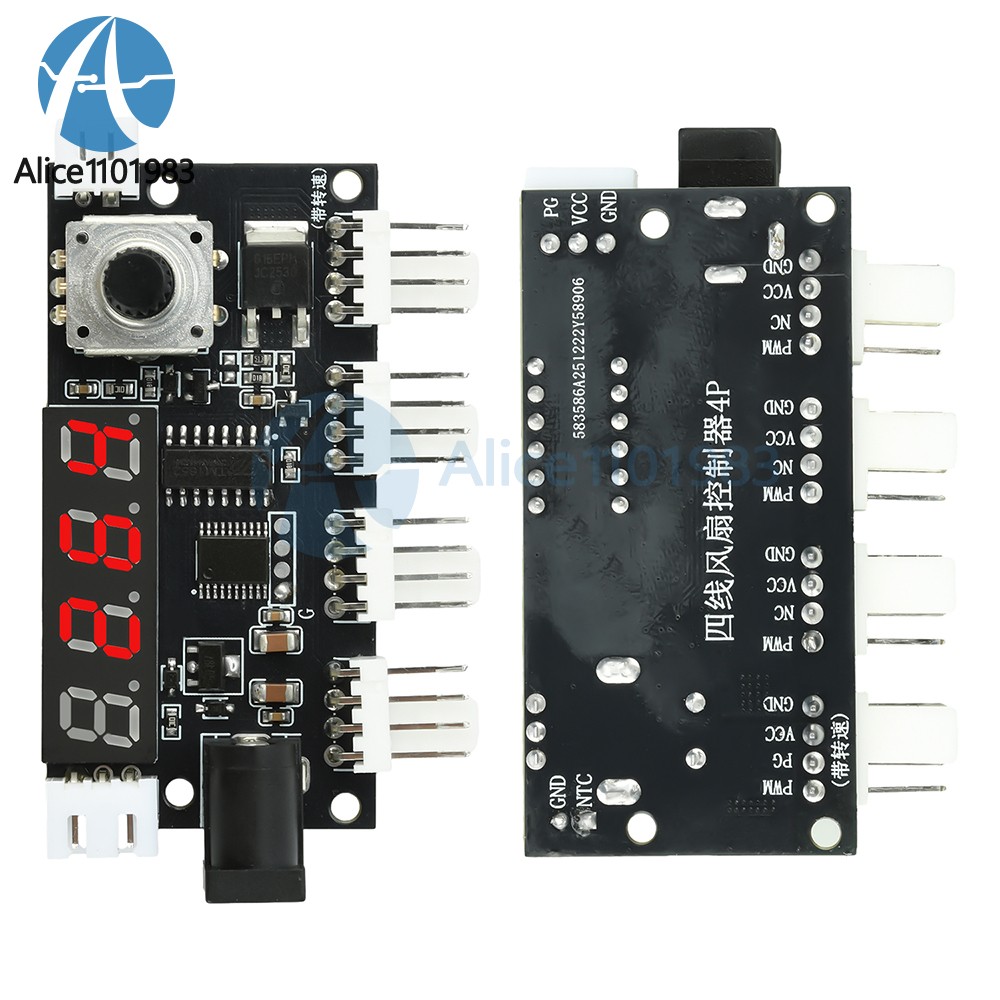 DC 5-24V 5A 4-way PWM Fan Speed Control Intelligent Temperature Control Module