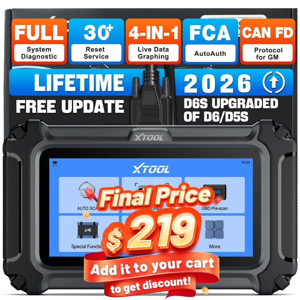 XTOOL D6S Car OBD2 Scanner Full System Diagnostic Tool 30+Services 🔥Free Update