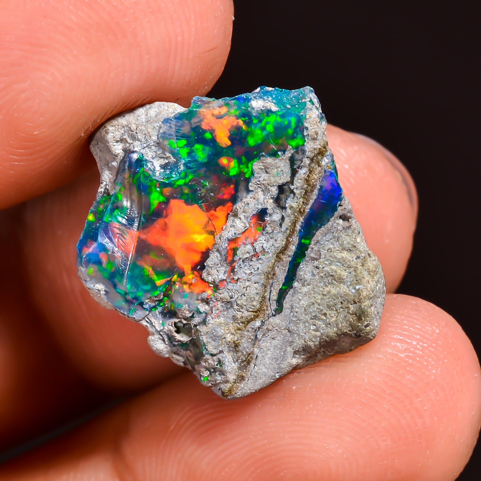 10 Ct Black Ethiopian Opal Rough, Jewelry Grade Welo Opal Rough, Multi Fire Opal