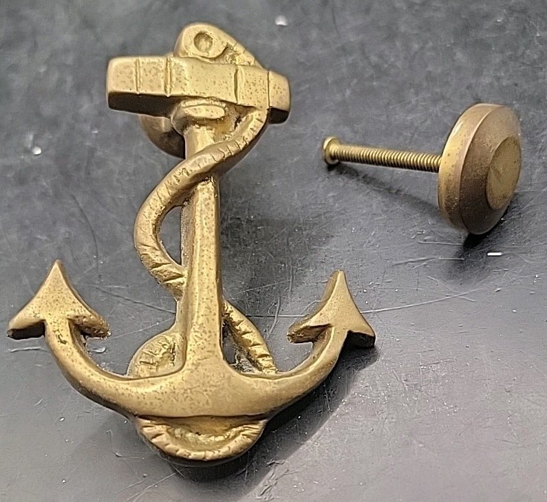 Vintage Solid Brass Ships Anchor w/ Rope Door Knocker