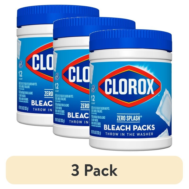 3 Pack Zero Splash Bleach Packs Regular Scent 8.9 oz, 12 Count