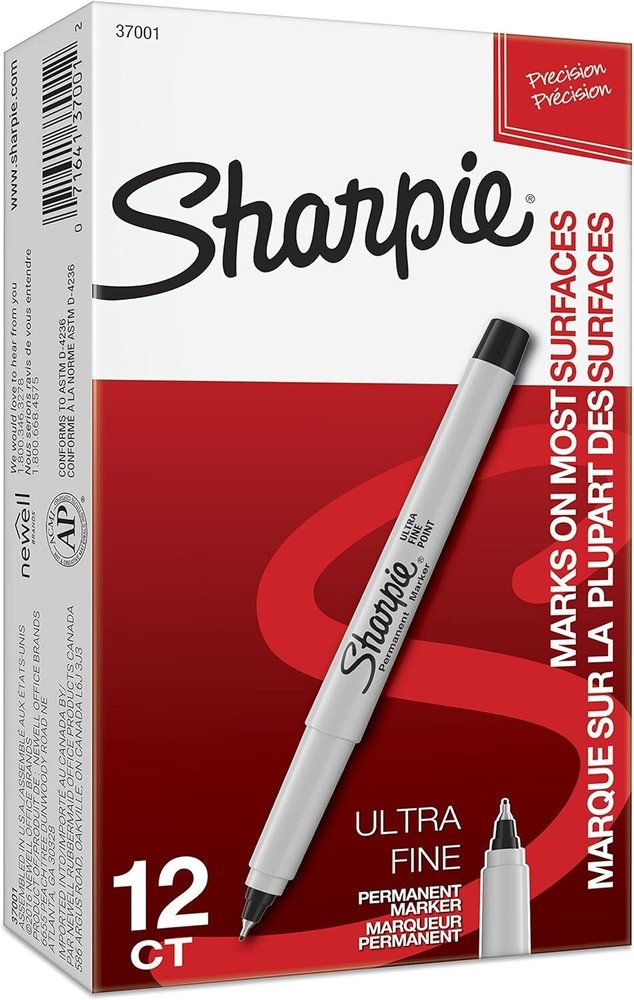 Permanent Markers, Ultra Fine Point, Black, Count Includes 12 black Sharpie