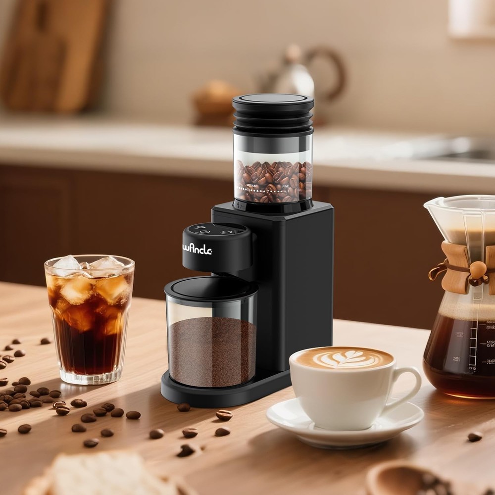 Conical Burr Coffee Grinder Electric - 200W Compact Automatic Coffee Bean Grinde