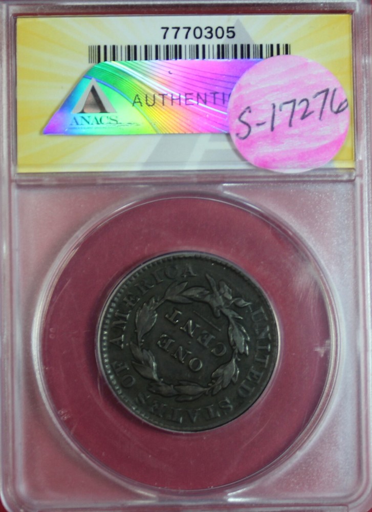 1833 LARGE CENT N-5 ANACS VF25
