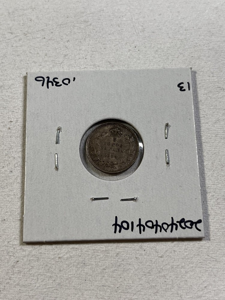 1904 Canada 5 Cents Small Silver Coin Scratched