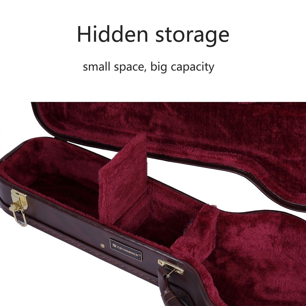 Crossrock Hardshell Wood Case for Baritone Ukulele Case, Brown