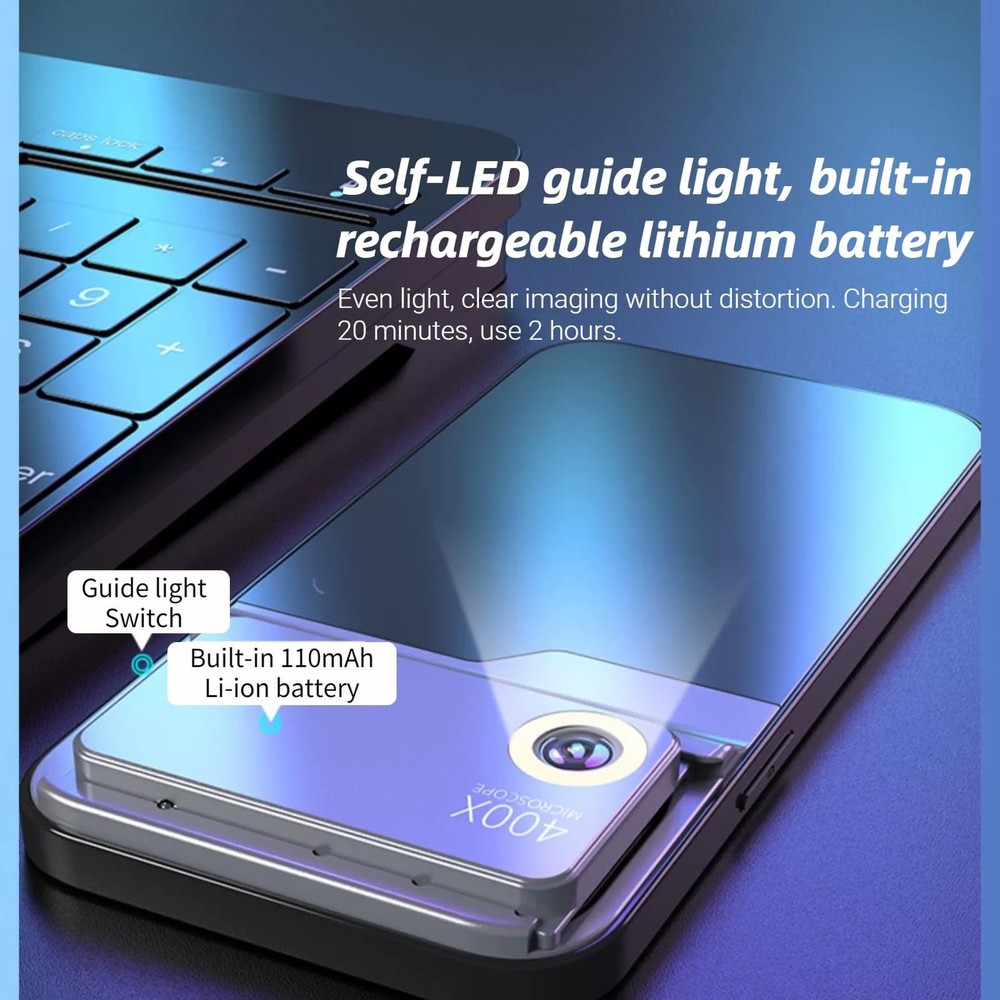 DAUERHAFT 400x Microscope Lens, Quick Focus Simple Phone Microscope Lens Chut...