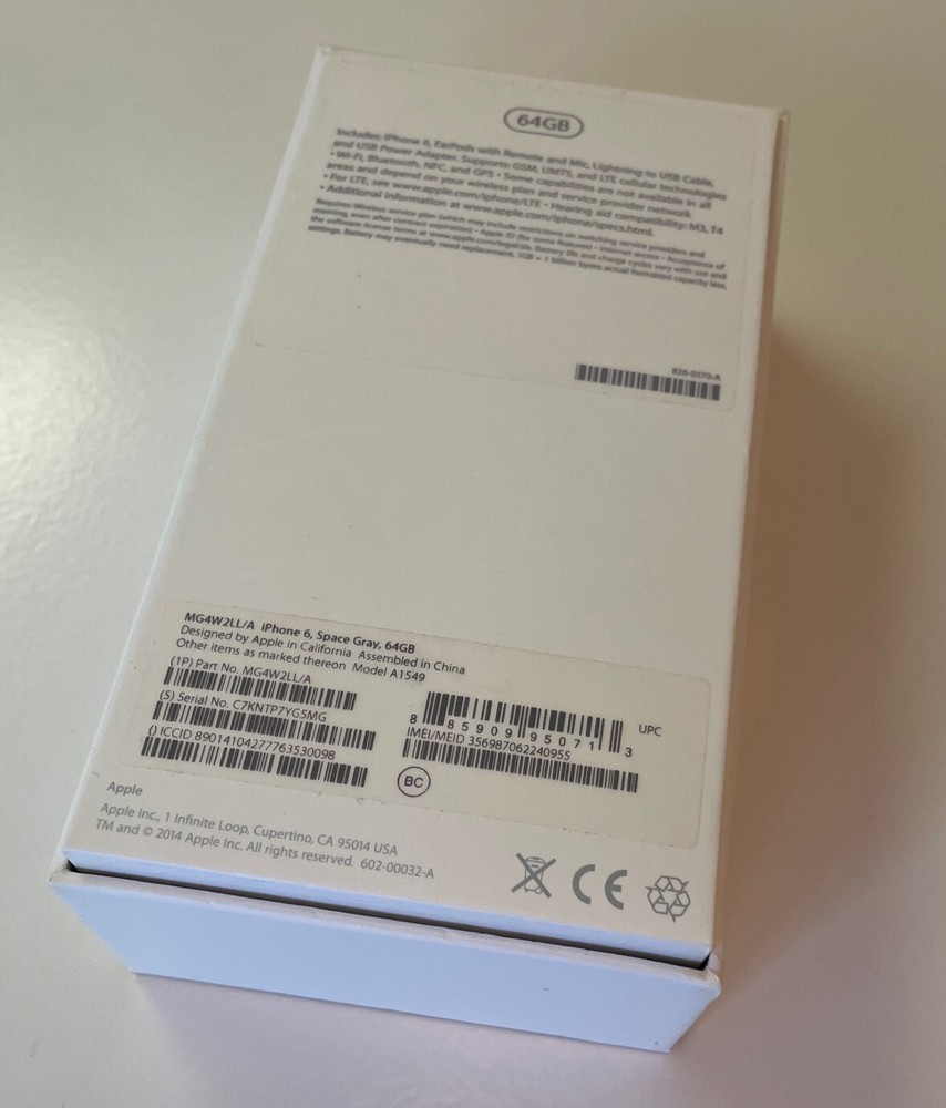 Apple iPhone 6 Empty Box Only - White 64GB