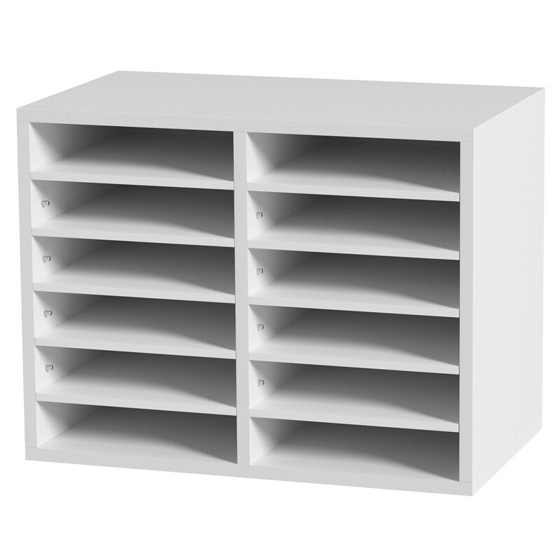12 Compartment Wood File Sorter Adjustable Document Organizer Office Storage New