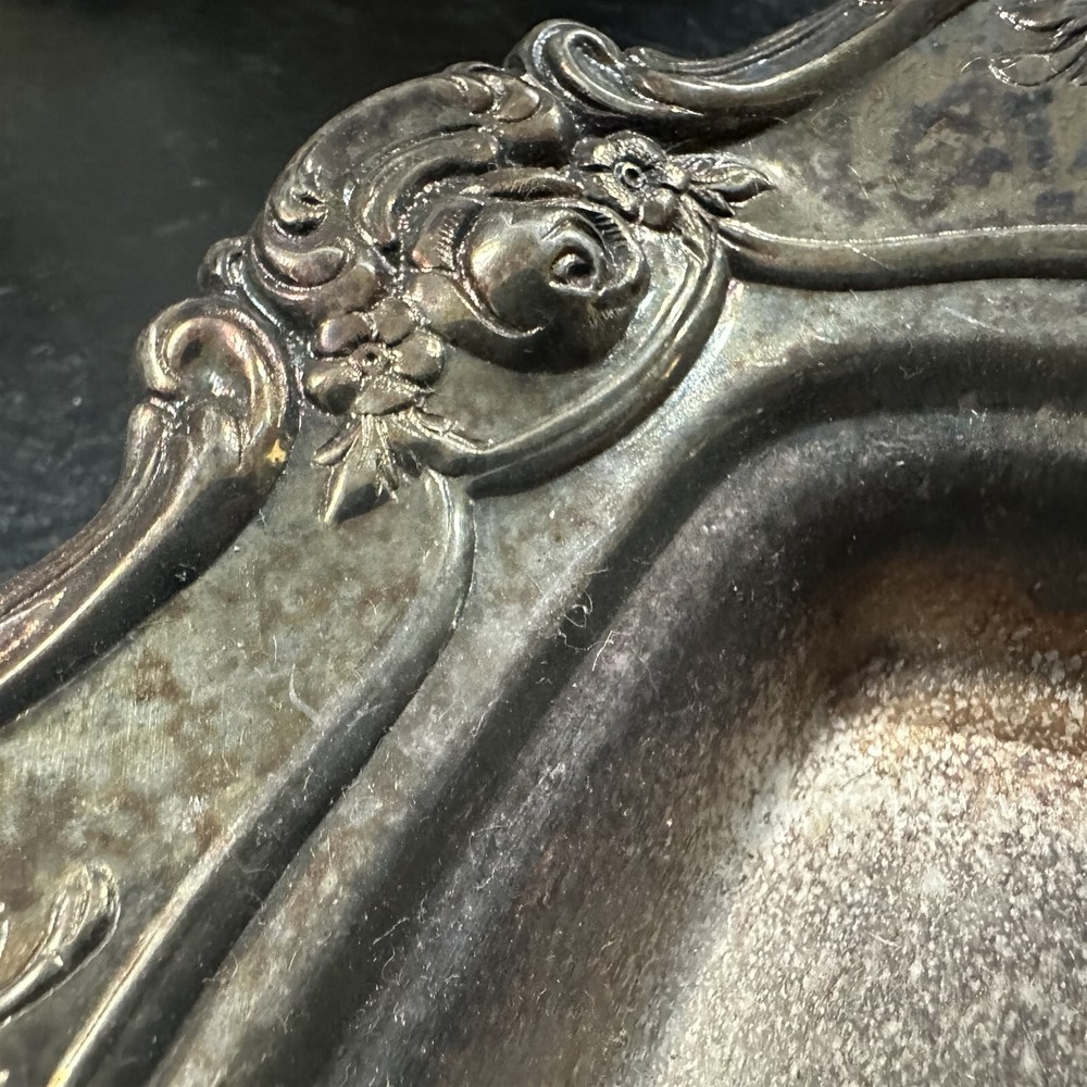 VINTAGE TOWLE OLD MASTER SILVERPLATE BUTTER DISH BASE ONLY ORNATE TARNISHED