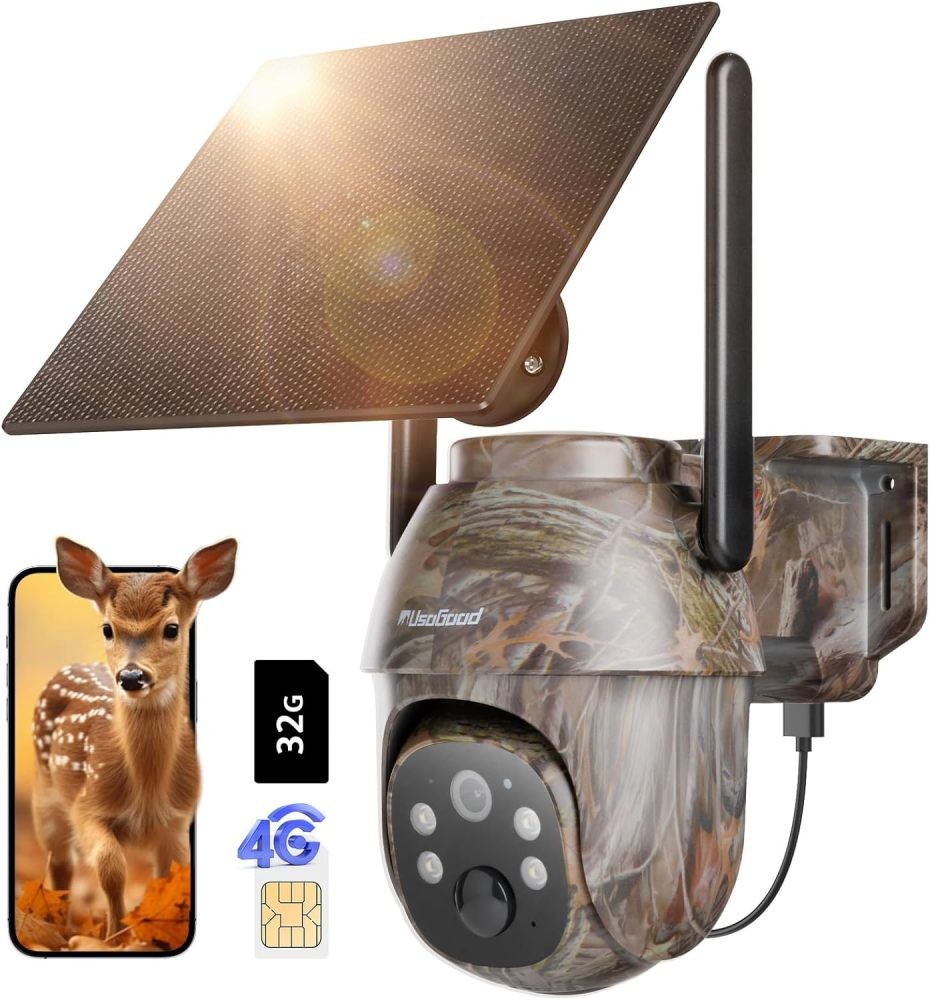 4G LTE Cellular Trail Camera with Solar Panel & Live View,360° View Night Vision