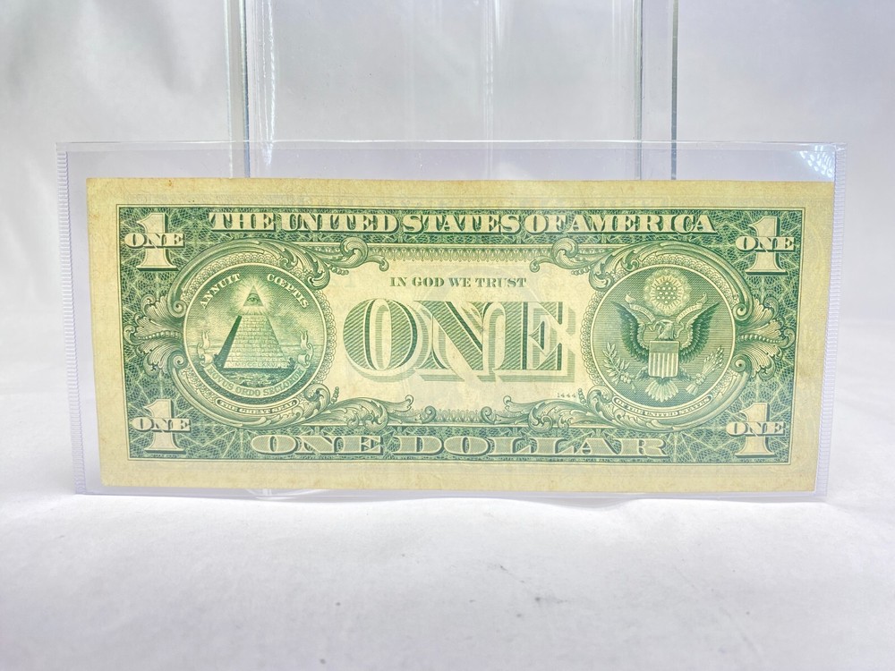 1969B One Dollar Error Note- Dramatic Misaligned Misprint, Crisp and Clean