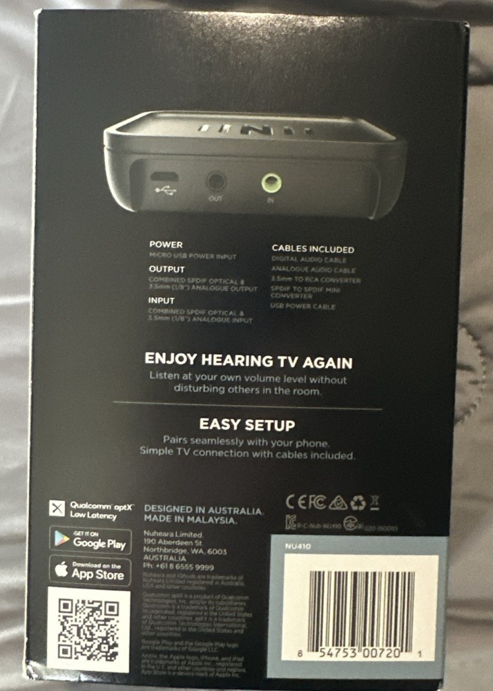 NIP Nuheara IQstream TV Audio Streamer