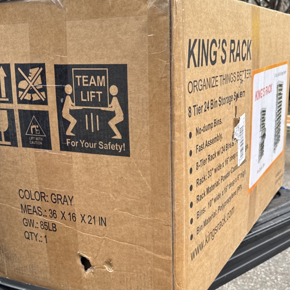 King's Rack 8-Tier 24-Bin Storage System AD-8BIN-24T No-Dump Bins