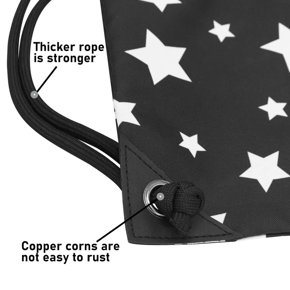 HOLYLUCK Drawstring Backpack Bag Sport Gym Sackpack One Size, White Star