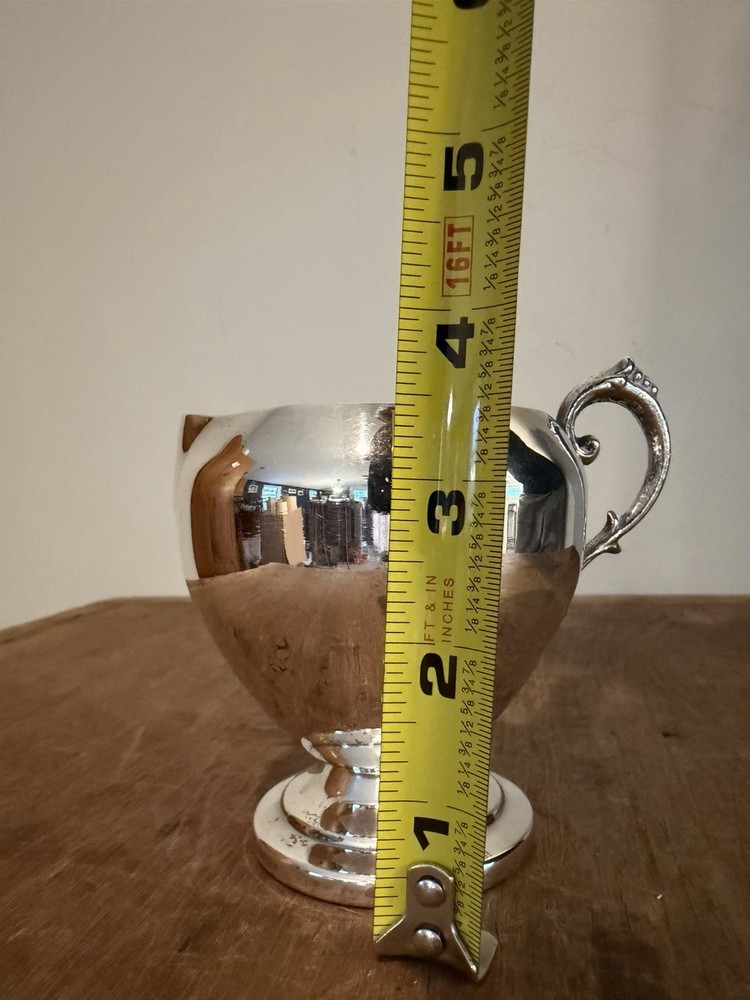 Vintage Silverplate Creamer Pitcher with Handle 3.5"