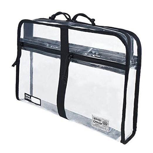Rough Enough Plastic File Folder Clear Document Bag Organizer Art Black