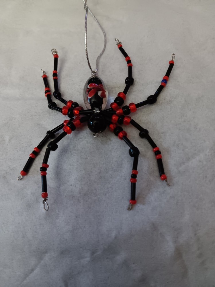Handmade Beaded Spider #3 Black/red