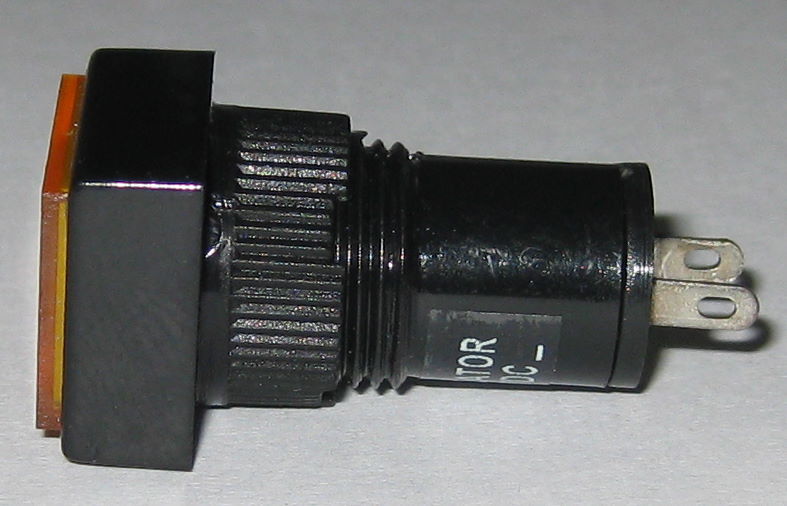 Panel Mount Rectangle LED Indicator - Amber - Plastic Case - 12 VDC - 12mm Mount