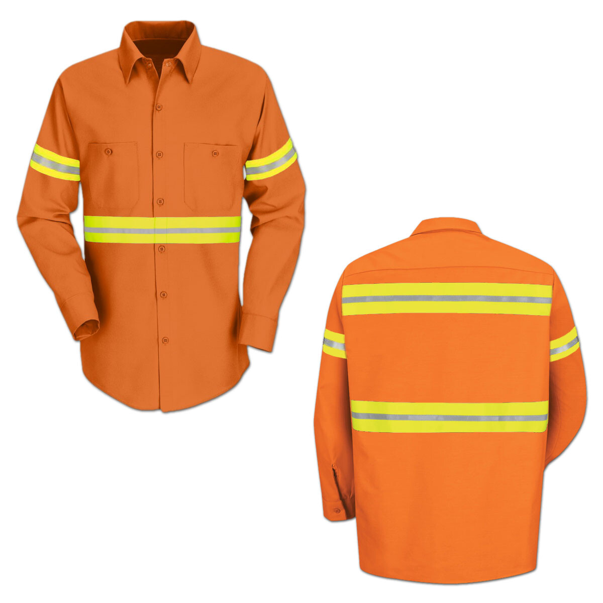Red Kap Hi Vis Reflective Work Towing Uniform Shirt LS