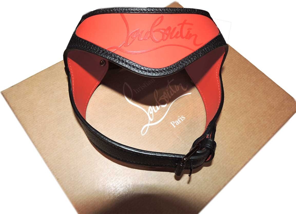Christian Louboutin Loubiharness Small Leather Dog Harness Collar Black Red