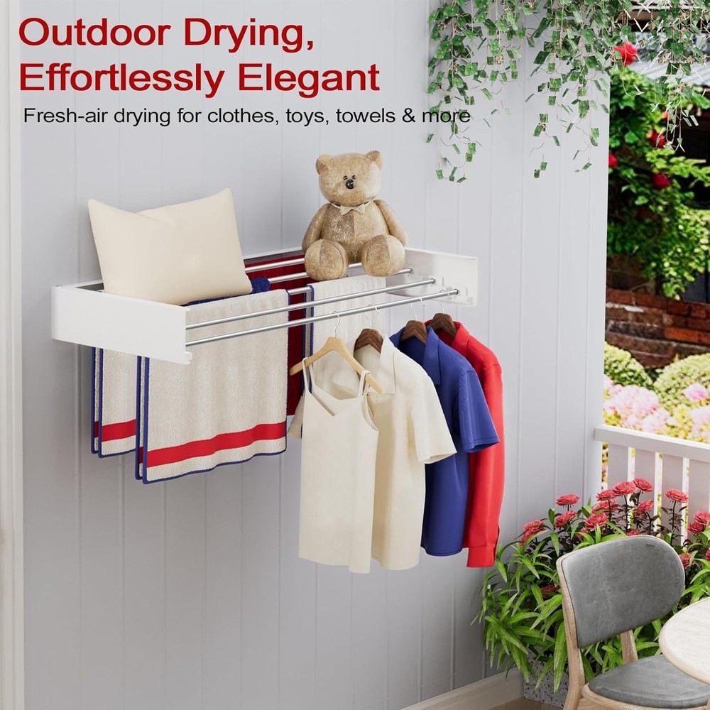 Wall Mounted Drying Rack 31.5", Foldable Laundry Drying Rack with Stainless Stee
