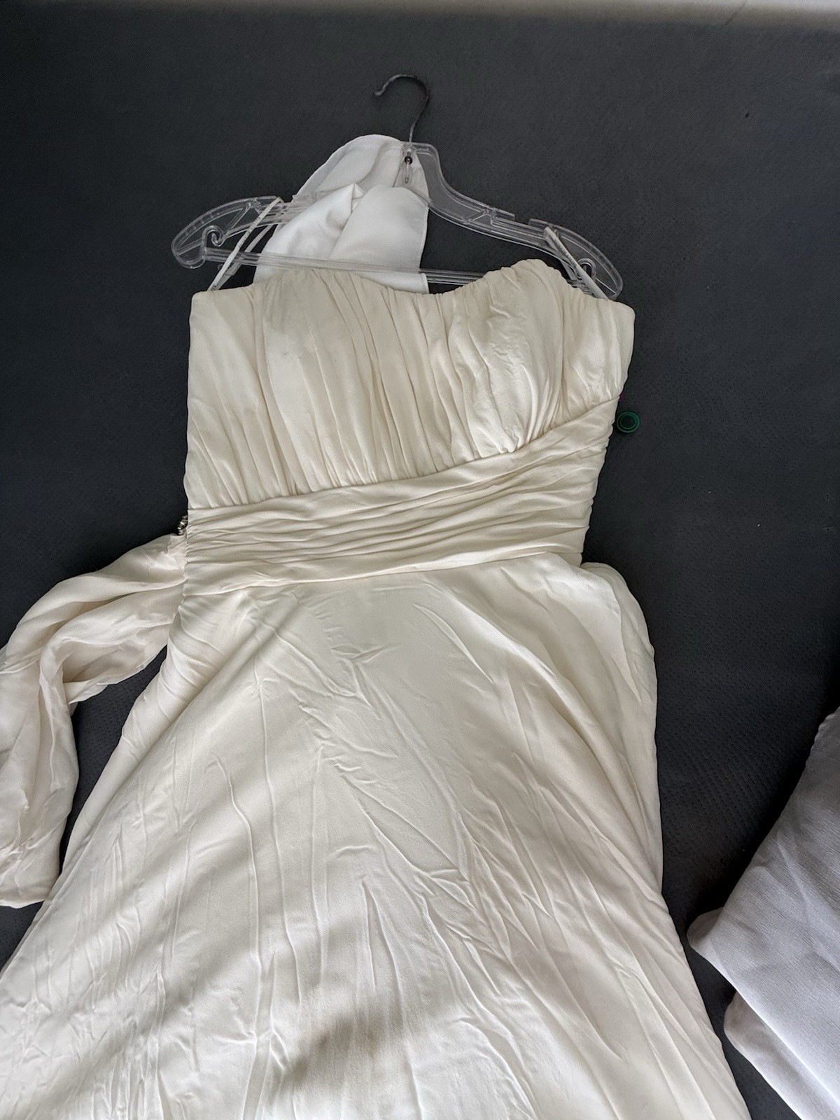 Ivory Strapless Sleeveless A-Line Full-Length Wedding Dress with Train - Size 10