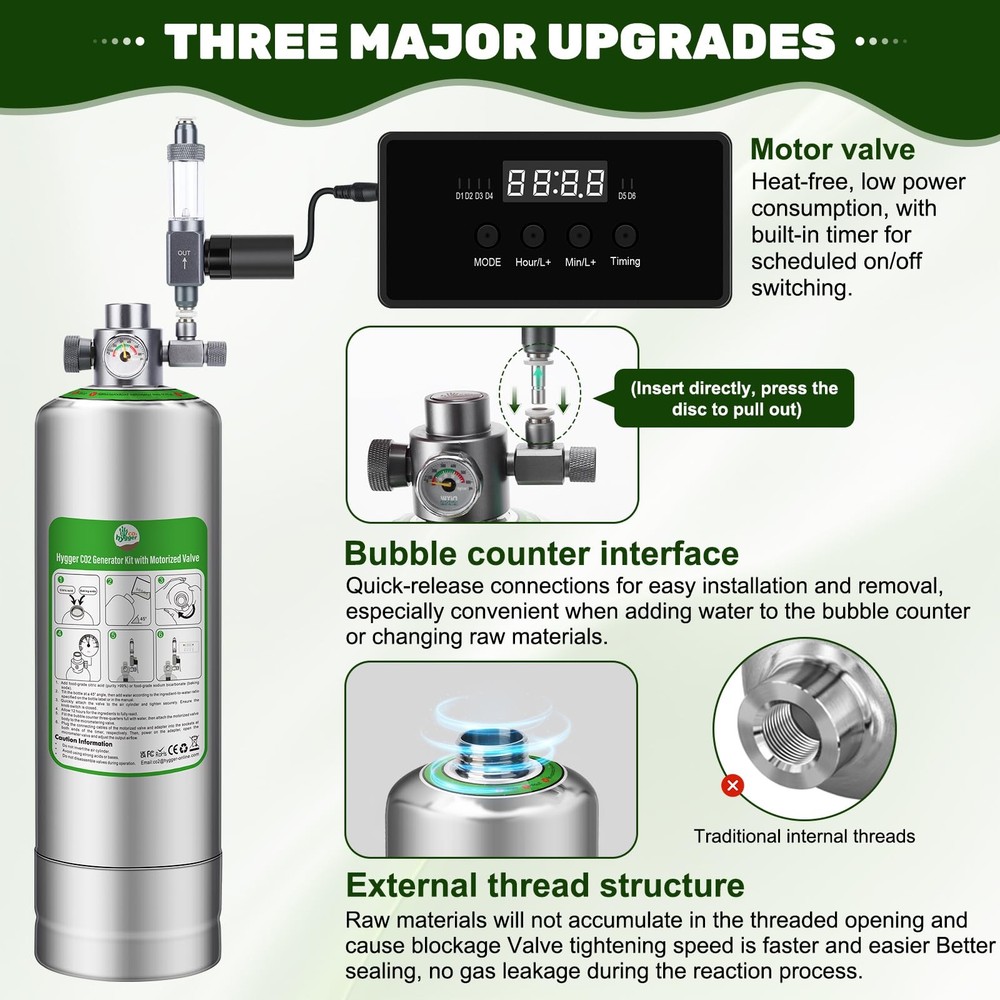 Upgraded 2L/5L Aquarium CO2 Generator System with Timer-Enabled 2L, silvery