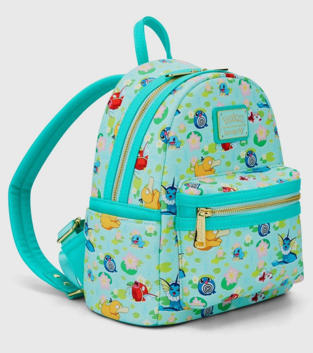 Loungefly Mini Backpack: POKEMON Water Type Lily Pad Blue All Over Print