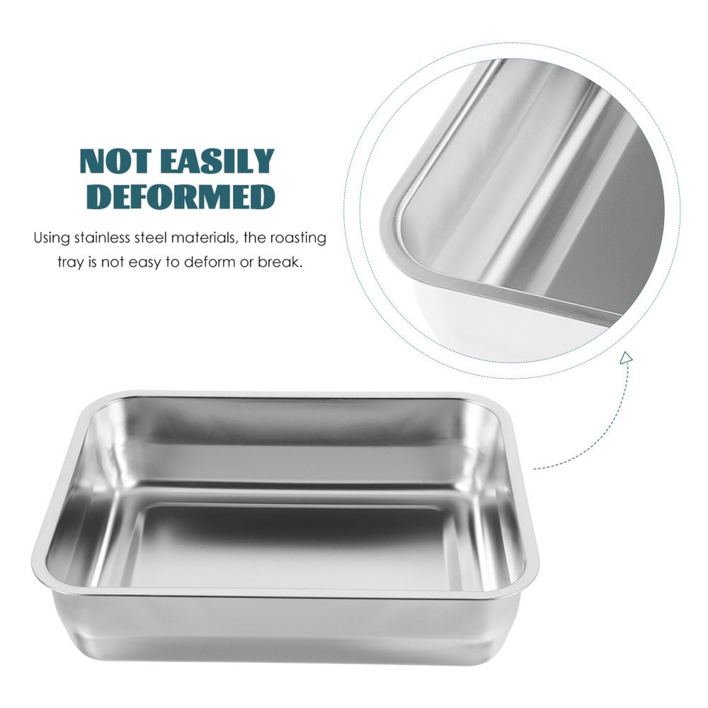 Trays for Food Serving Rectangular Roasting Dish Compact Stainless Pan
