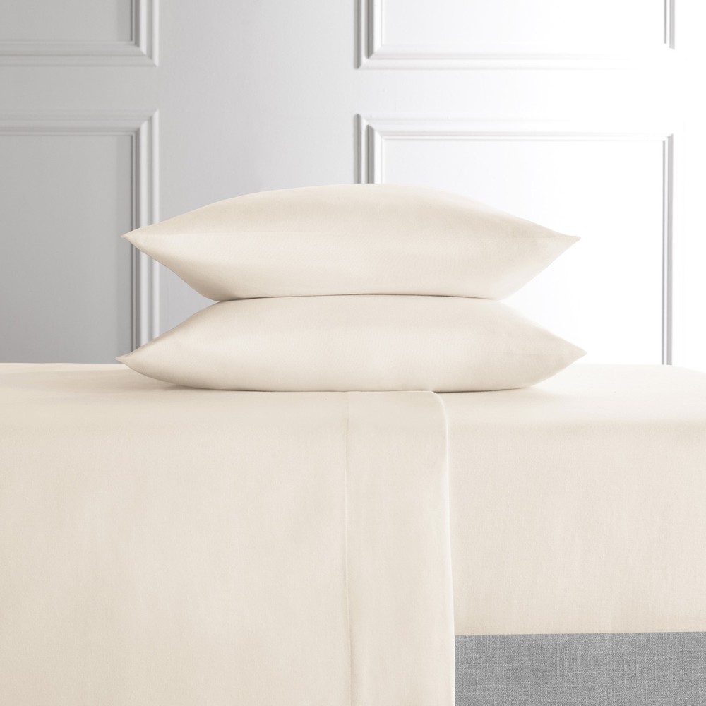 4-Piece Tan Lyocell & Linen Blend Percale Bed Sheet Set Queen