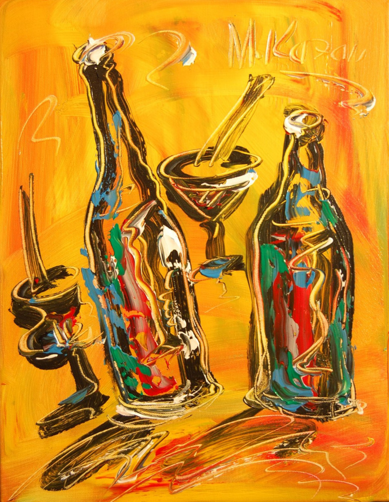 WINE DRINKS   abstract SIGNED  Original on canvas IMPRESSIONIST K34t