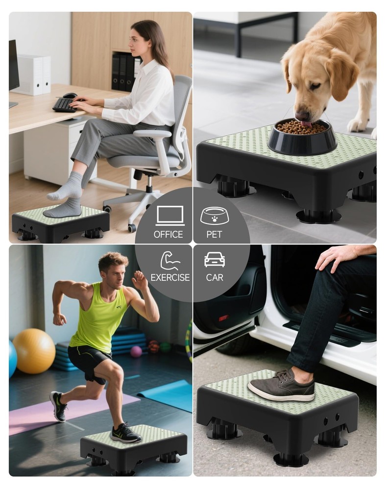 Adjustable Step Stool for Adults, Noctilucent Bed Step Stools, 600 LBS Capaci...