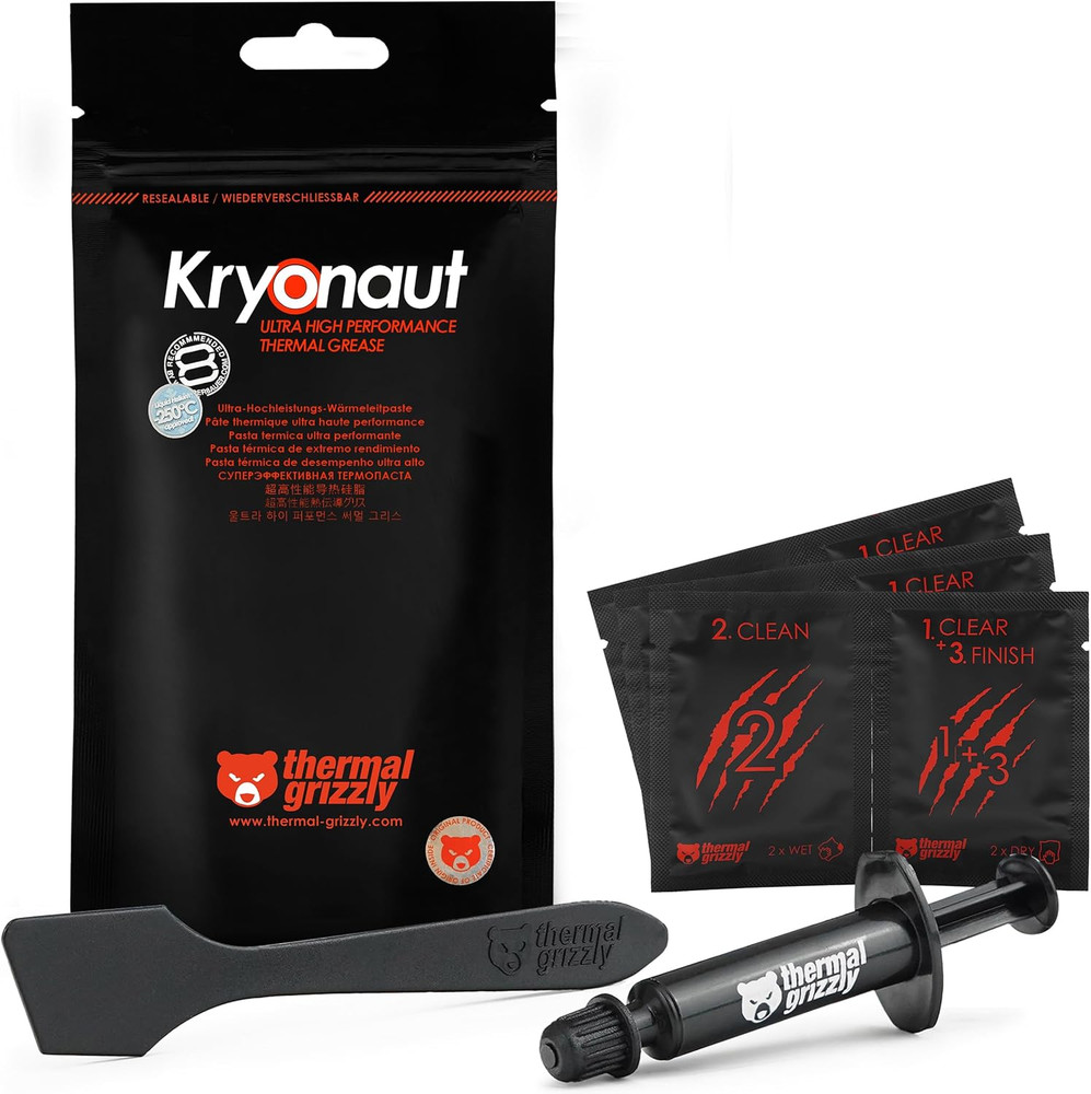 Kryonaut - 1 Gram - Extremely High Performance Thermal Paste + 12 Cleaning Wipes