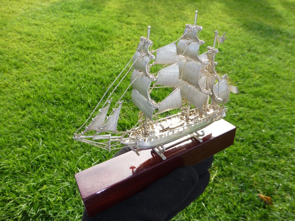 Vintage Sterling Silver Hand Made Sterling Silver USS Constitution Model Ship