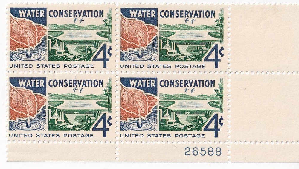 STAMP US SCOTT 1150 "Water Conservation" 4 CENT 1960 MNH B OF 4 LR