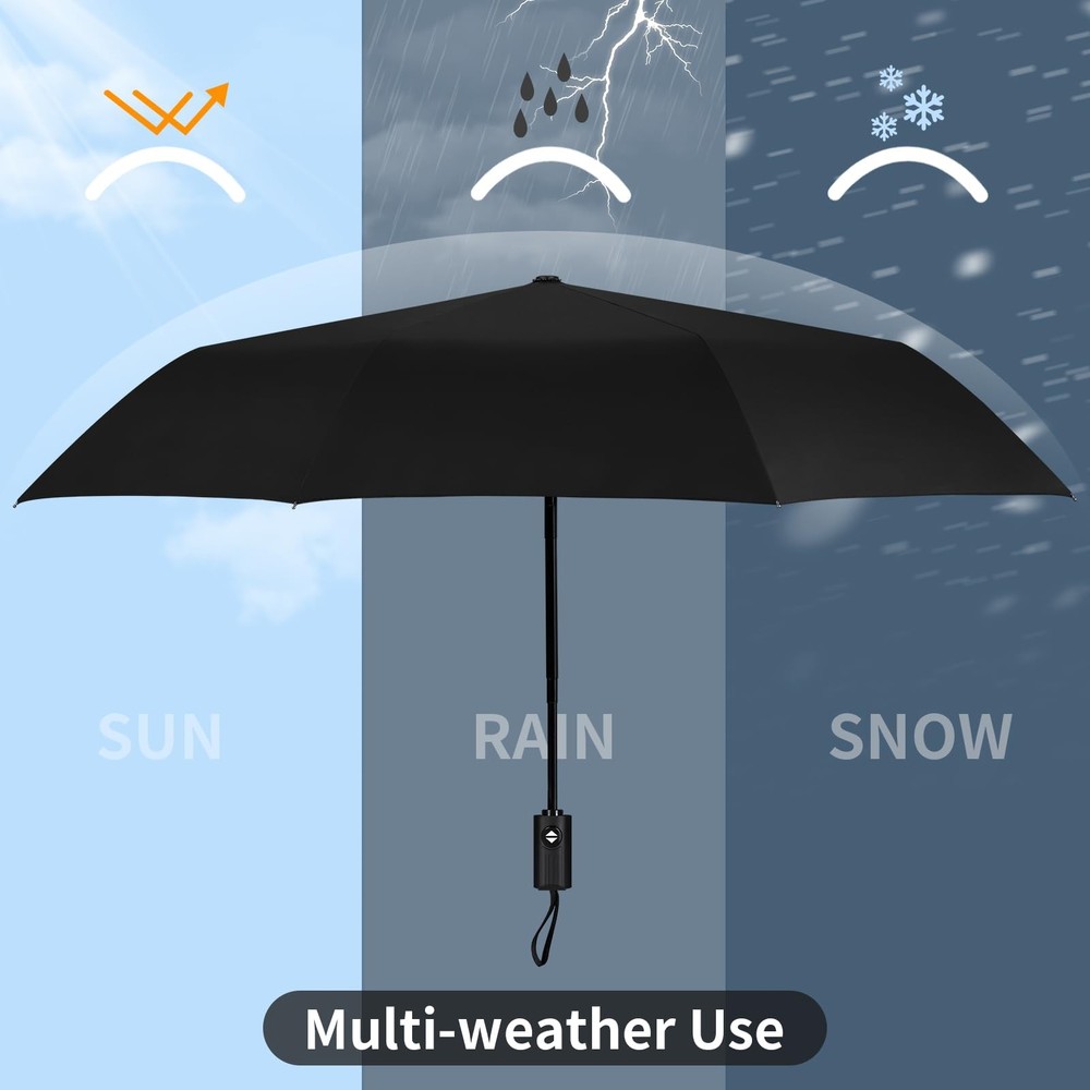 Windproof Travel Umbrella Automatic Umbrellas for Rain, Compact Folding Umbr...