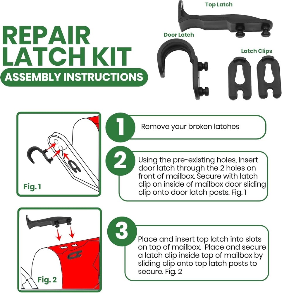Mailbox Latch Replacement Kit: Easy Clip-On Black Latch for Standard Mailboxes