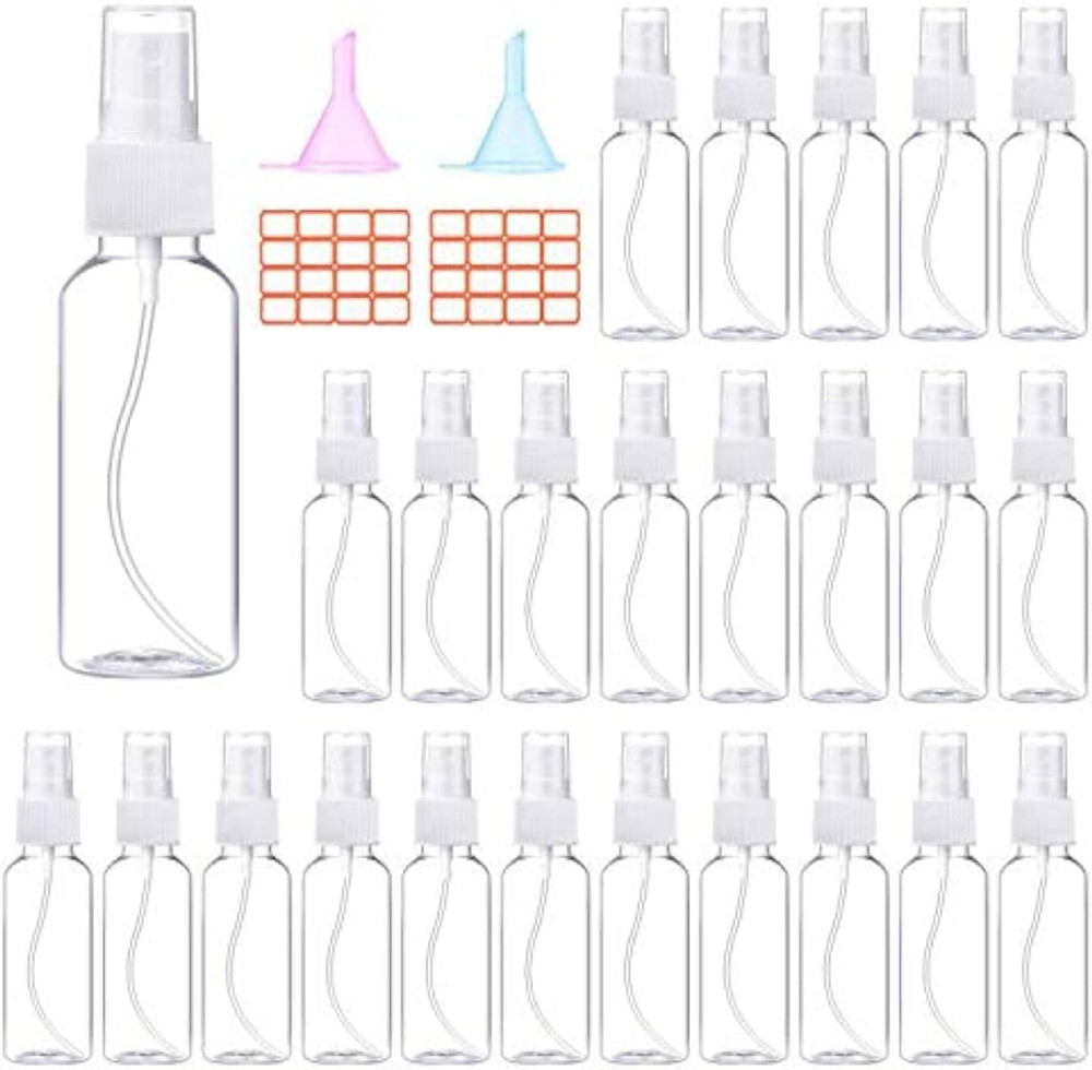 24 Pcs Spray Bottles 2Oz / 55Ml Clear Empty Mini Spray Bottles Refillable Contai