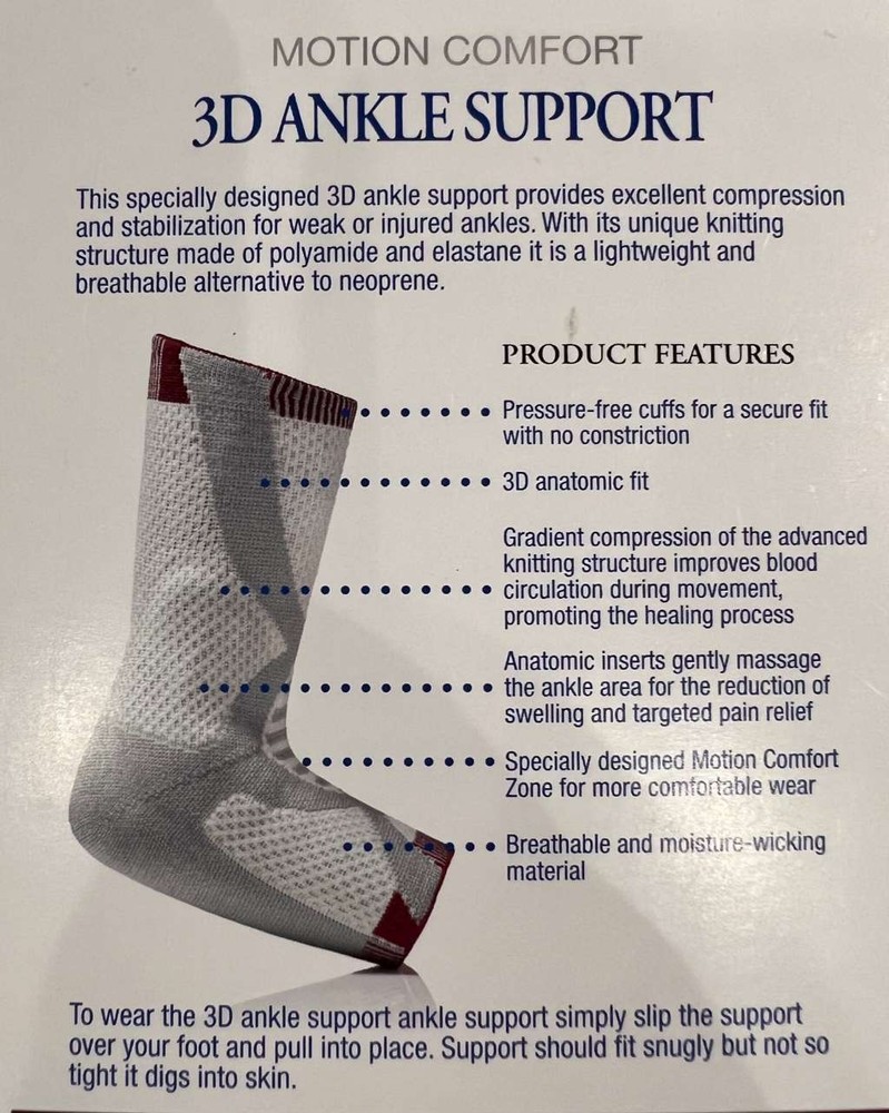 FLA Prolite 3D Left Ankle Support Braces Charcoal Left Foot Medium